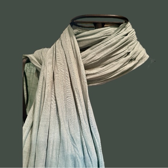 2 WOMENS SCARF WRAPS IN TURQUOISE & TAN. - Picture 9 of 9